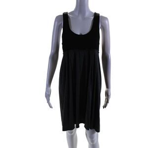 Elle Lauri Womens Sleeveless Pleated Front High Waist Dress Gray Black Size Larg